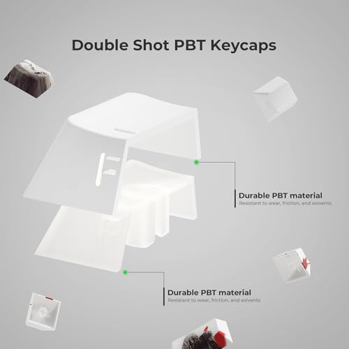 HITIME XVX Keycaps, Plum Blossom Shine Through Keycaps, Side Print Custom Keycaps 75 Percent, Dye Sub and Double Shot Keycaps, 136 Keys Cherry Profile Keyboard Keycap Set for Mechanical Keyboards