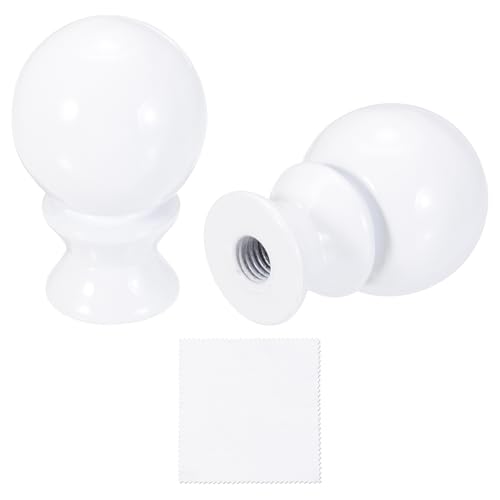 uxcell 2Pcs 1.5" Tall Lamp Finials White, 1/4-27 Thread Lamp Cap Knob Decoration Screw Cap Nuts with Cleaning Cloth for Table Floor Lighting Fixtures Shade Holder Decor