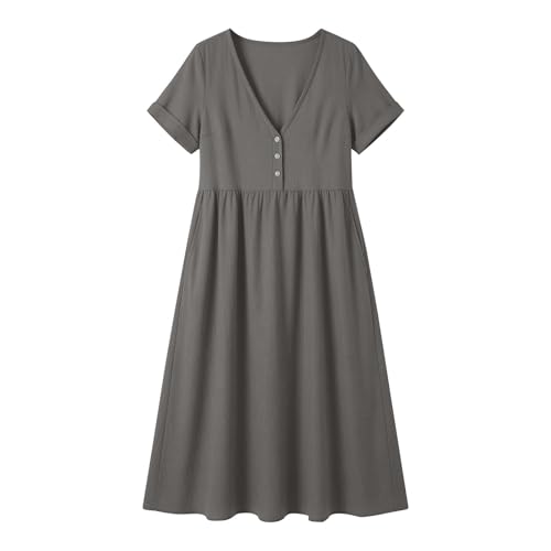 Robe d'été décontractée fluide avec poches pour masquer les rondeurs - 5