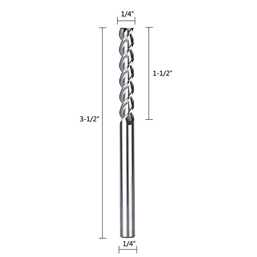 Spetool 1/4 Shank Carbide End Mill For Aluminum Cut (3 Flutes, 3.5 Inch Long) Non-Ferrous Metal Upcut Cnc Spiral Router Bit #TOP2