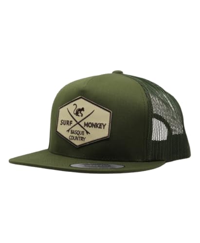 Casquette baseball Surf Monkey olive de qualité supérieure avec visière plate droite