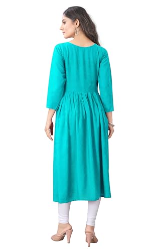 Image of Women's Rayon Embroidered Flared Kurtis