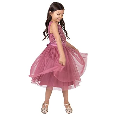 Maya Deluxe Girl's Sequined Midi Dress Cover