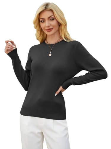 Image of GKBK Women's Wool Blend Sweaters 2026 Fall Fashion Lightweight Business Casual Outfits Long Sleeve Crew Neck Pullover Tops