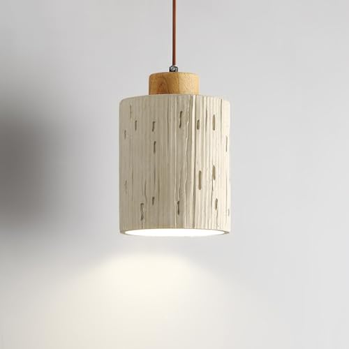 Petit plafonnier suspendu en béton gris clair et lustre vintage de salle à manger