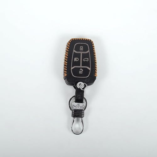 Image of Aliens WorldLeather Smart Car Key Cover Case with Metal Hook Keychain for Tata Altroz, Harrier, Tigor BS6, Gravitas, Nexon (Black)