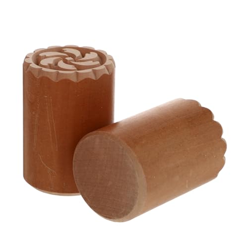 Unomor 2Pcs Wooden Dough Stampers Creative Baking Supplies for Decorating Bean Paste Buns and Dim Sum Food Baking Accessories for Beautiful Pastries