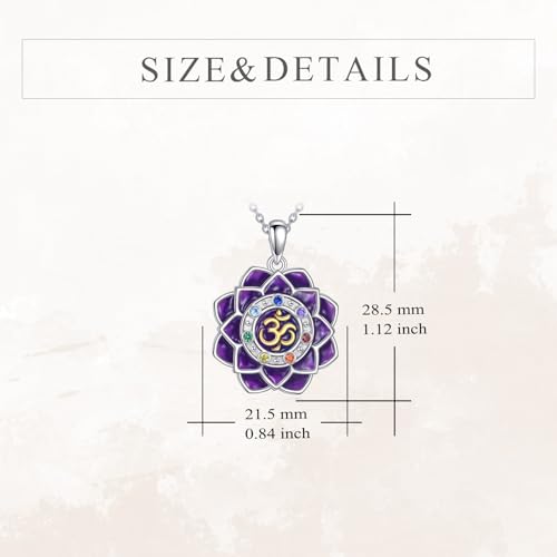 Chakra Necklace Sterling Silver Purple Lotus Pendant Yoga Lotus Jewelry Gift for Women4