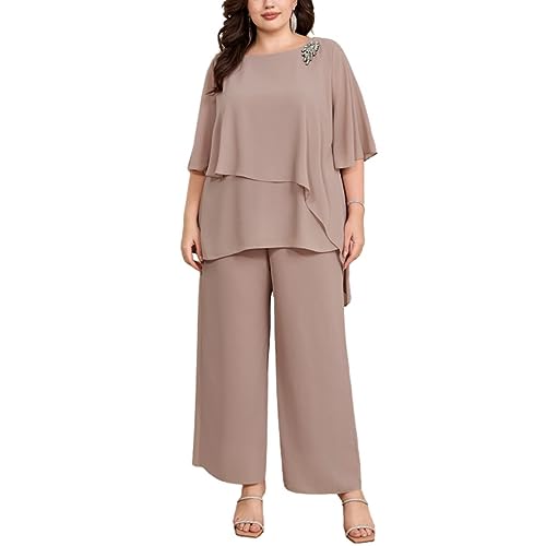 Hanna Nikole Hosenanzug Damengroße Größen Cape Sleeve Zip Rhinestones...