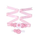 BESTYASH 2 Piezas faja de niña de las flores decoración pared decoración de pared sash de novia cinturón de satén niña de las flores faja de diamantes de imitación cinta de boda rosa