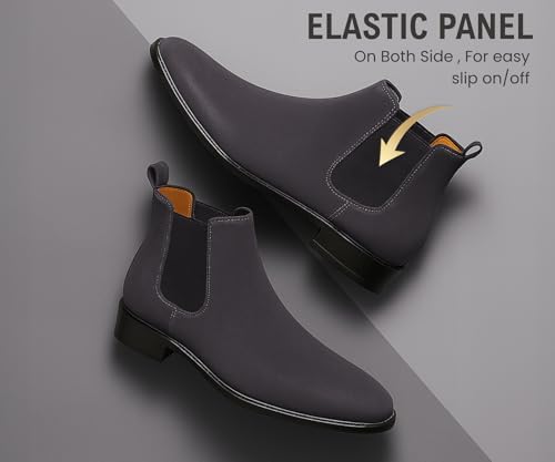 Image of Kraasa Men's Slip On Fashion Chelsea Boots | High Tops, Soft Cushioned Insole, Comfortable Fit, Trendy, Stylish Boots