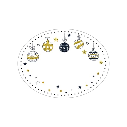 Autocolantes de Natal personalizados, 200 unidades: etiquetas adesivas em rolo oval 6 x 4,5 cm, autocolantes de Natal dourado preto branco, autocolante presente para nomes e mensagens