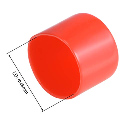 Image of uxcell 4pcs Rubber End Caps 48mm ID Vinyl Round End Cap Cover Screw Thread Protectors Red, 40mm Height