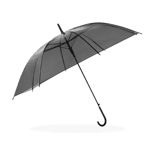 OonMan Parapluie pour enfants entièrement automatique transparent avec longue poignée droite, Noir translucide, A