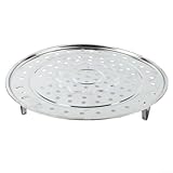 Vibsky Dampfgarer aus Edelstahl mit 3 Ebenen, passend für 18–30 cm, zum Dämpfen von Braten, 5 cm Höhe, Silber