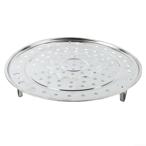 Linnkyfloa Bandeja redonda de acero inoxidable para cocinar al vapor con pies desmontables, placa de cocción al vapor multiusos con inserto de soporte de metal (20 cm)