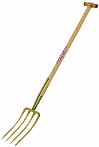 Erntekönig 31999 Fourche bêche à 4 dents et manche en T laqué doré de 85 cm 26 x 17 cm