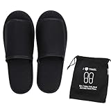 ITODA Portable Travel Slipper Spa Hotel Open Toe Sandals Non Disposable Foldable Shoes Guest Indoor House Room Business Trip Party Washable Footwear with Bags