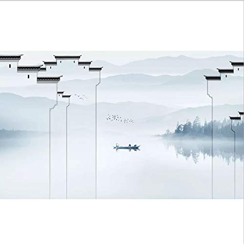 Fresque murale grand format style chinois encre paysage haut de gamme