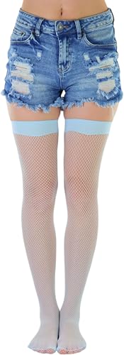 Image of ToBeInStyle Women's Fine Classic Fishnet Thigh High Stretch Nylon Novelty Stockings