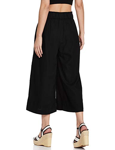 Image of Marks & Spencer Womens Linen Mix Plain Regular Fit Trouser (XS) Black
