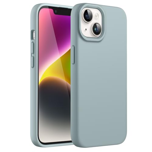 JETech Silikon Hülle für iPhone 14 6,1 Zoll, Ganzkörper Handyhülle mit Seidig-Weicher Berühren, Stoßfest Schutzhülle mit Mikrofaser-Futter (Agavengrün)
