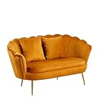 cribel divano frida velluto senape gambe oro c/cuscino, tessuto, 136x79x79