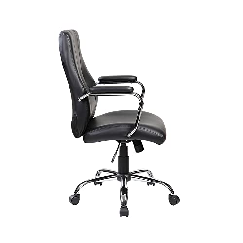Rocada Ergonomischer Schreibtischstuhl | Bürostuhl | Stuhl mit Rollen und Armlehnen | Verstellbarer Stuhl | Schwarz