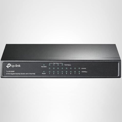 TP-Link TL-SG1008P V4 | 8 Port Gigabit PoE Switch | 4 PoE+ Ports @64W | Desktop | Plug & Play | Sturdy Metal w/ Shielded Ports | Fanless | Limited Lifetime Protection | QoS & IGMP Snooping | Unmanaged