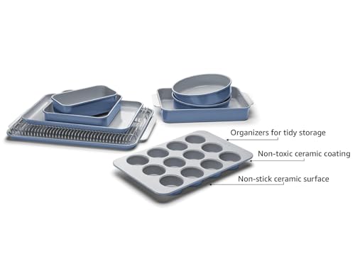 Caraway-Nonstick-Ceramic-Bakeware-Set-11-Pieces-Baking-Sheets-Assorted-Baking-Pans-Cooling-Rack-Storage-Aluminized-Steel-Body-Non-Toxic-PTFE-PFOA-Free-Slate Caraway Nonstick Ceramic Bakeware Set 11 Pieces Baking Sheets Assorted Baking Pans Cooling Rack Storage Aluminized Steel Body Non Toxic PTFE PFOA Free Slate