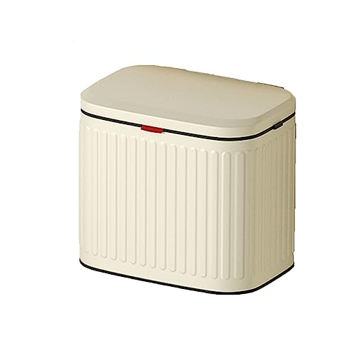 Wall Mounted Foldable Hanging Trash Can with Lid for Kitchen Compost Bin Countertop or Under Sink Garbage Can 4L Capacity Beige Ideal for Kitchen Bathroom Bedroom Office Space Saving and Con
