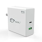 SIIG 65W USB Type C Wall Charger (USB C Power Adapter/USB C Laptop Charger/USB-C PD Charger) with Power Delivery & QC 3.0 USB Port for MacBook Pro, Laptops with USB C Charging, Smart Phones