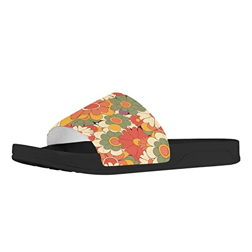 Coloranimal Retro Sunflower Women's Slide Sandals with Slip on Breathable Lightweight House Slippers Size US5-US133