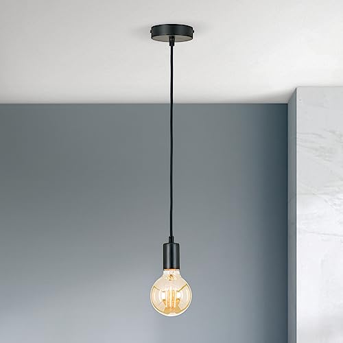 Lámpara de techo con cable textil E27 negro de 100cm para bombilla led