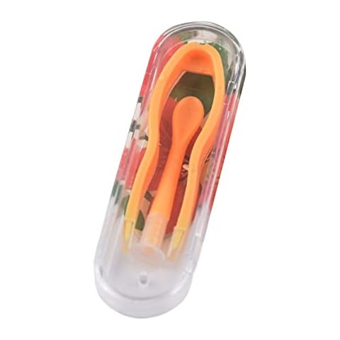 Portable Contact Lenses Remover and Inserter Tool Case Set Tweezers Suction Stick Contact Lenses Inserter Removal Tool for Contact Lenses User, Arc Design Reusable Orange Cover