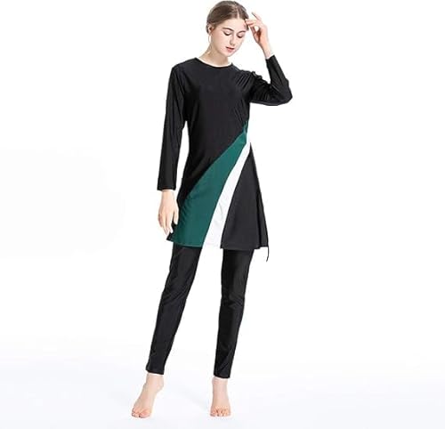SUYUKU Muslimischer Badeanzug für Damen 3-teilige Muslimische Bademode Hijab Anzug Frauen islamischer Badeanzug Langarm Schwimmen Burkini Kostüm UV-Schutz Bademode Anzug S - 6XL