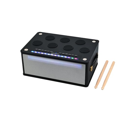 Emerson EDS-1000 Bluetooth Party Speaker with Digital Drum Pads, LED Lights, Dual Speakers, USB/AUX/Mic Inputs, & Rechargeable Battery
