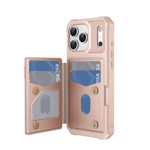 Étui iPhone 17 Pro Max rose chic rigide avec fentes cartes