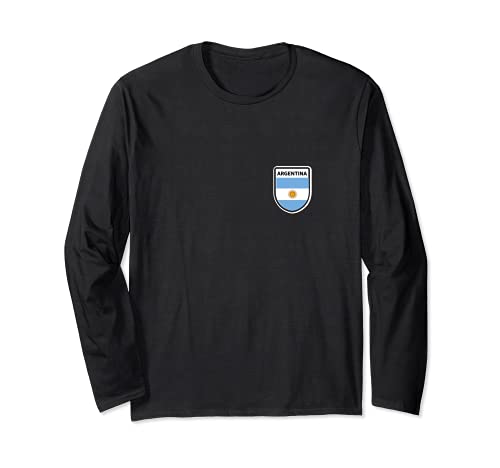 Flag Argentina Long Sleeve T-Shirt, Black