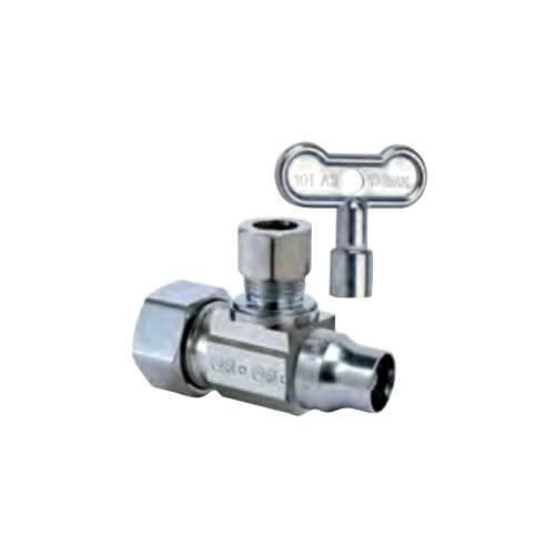 5/8" OD Compression x 3/8" OD Compression 1/4-Turn Angle Stop Valve,(Chrome)