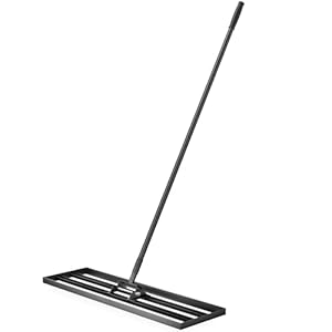 Wiltec gazonhark voor egaliseren en nivelleren 91,4 x 25,4 cm met 2 m steel, aluminium nivelleerhark voor het optimaliseren van oneffen gazons tuingereedschap hark voor het schuren van gras