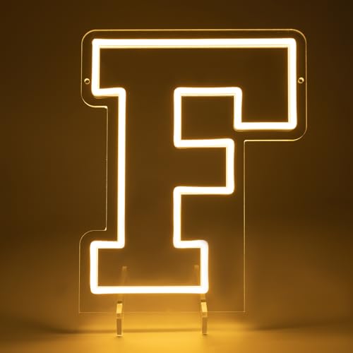 Image of Light Up Letters F, Led Marquee Letter Lights Neon Sign, 13.9 inch Height Decorative Lighted Alphabet Number, Battery /USB Powered Led Letters Lights for Wedding, Birthday, Party, Christmas or Home Decor
