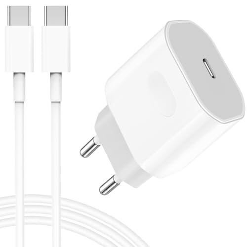 USB C Ladegerät Ladekabel für iPhone 17 16 15/17 16 15 Pro/17 16 15 Pro Max/Plus/16e/17 Air,25W USB C Adapter mit 2M Kabel für iPad Pro/Air/A16/10 Generation,Stecker Schnellladegerät Schnellladekabel