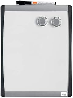 Nobo Mini Magnetic Whiteboard With Arched Frame, Wall Mountable, Includes Whiteboard Pen, Magnets & Foam Adhesive Pads, Home/ Office, 215 x 280 mm, White, 1903778