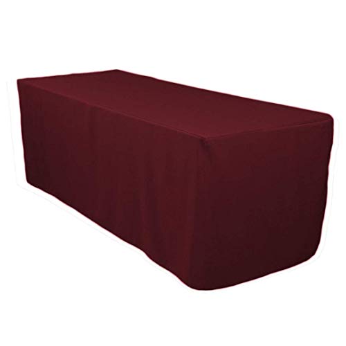 LinenTablecloth 6 ft. Fitted Polyester Tablecloth (10, Burgundy)
