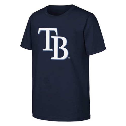 Outerstuff MLB Kids Youth 8-20 Outfield Primary Logo Performance T-Shirt (US, Numeric, Size: 18-20, Regular, Tampa Bay Rays - Navy)