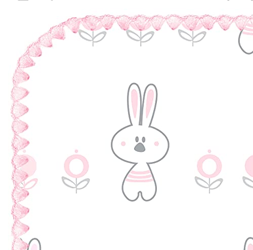 Image of SwaddleDesigns Large Receiving Blanket, Ultimate Swaddle for Baby Girls, Softest US Cotton Flannel, Best Shower Gift, Made in USA, Pastel Pink Garden Bunnie (Mom's Choice Award Winner)
