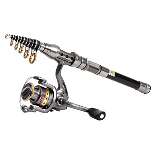 Angelrute Meer Angelrad Teleskopstange Rolle Combos Tragbare 2.1m Glasfaser Angelkolben Silber 2 Stücke – Bild 7