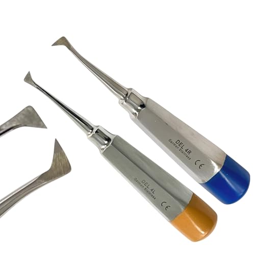 Dental Root Tooth and Molar Extraction Loosening Pick Elevator - Cryer Elevator Pick #4L + Cryer Elevator #4R - German Stainless Steel (2-Pack)