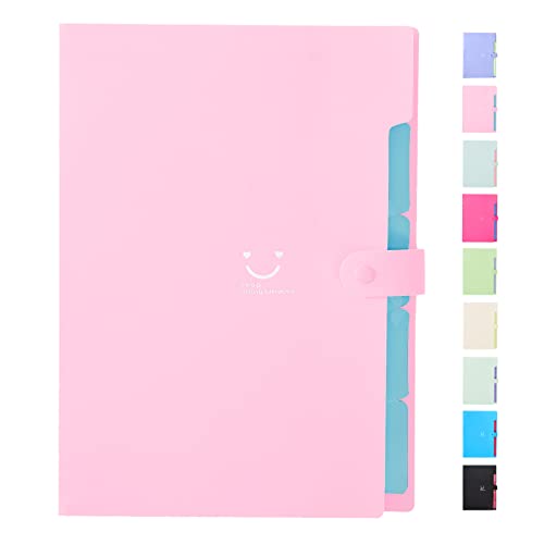 Image of CLOUDIA Letter A4 Paper Expanding File Folder - Pockets Accordion Document Organizer (Pink)